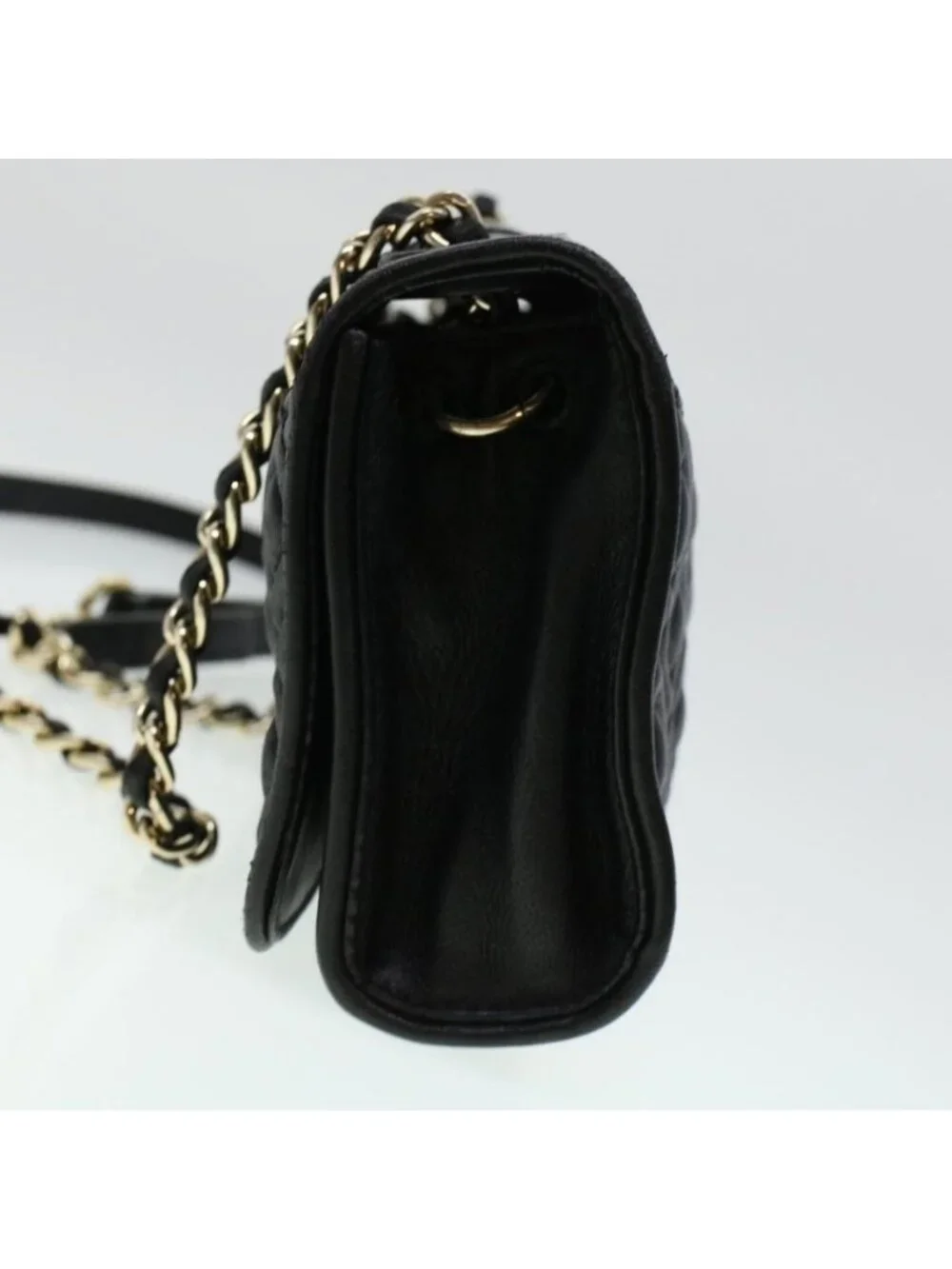 Authentic TORY BURCH Chain Shoulder Bag Leather Black